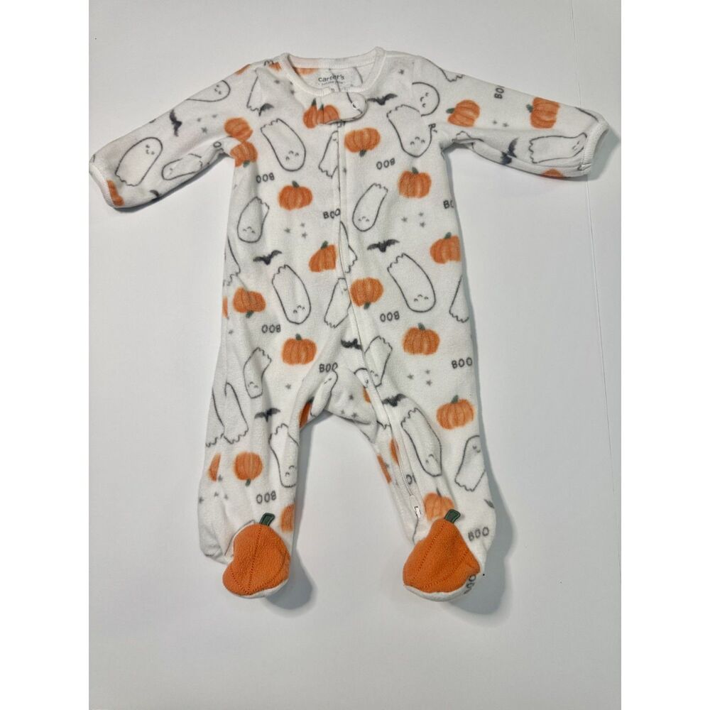 Carter's 3M Halloween Fleece Sleeper Ghost Pumpkin Footed Pajamas